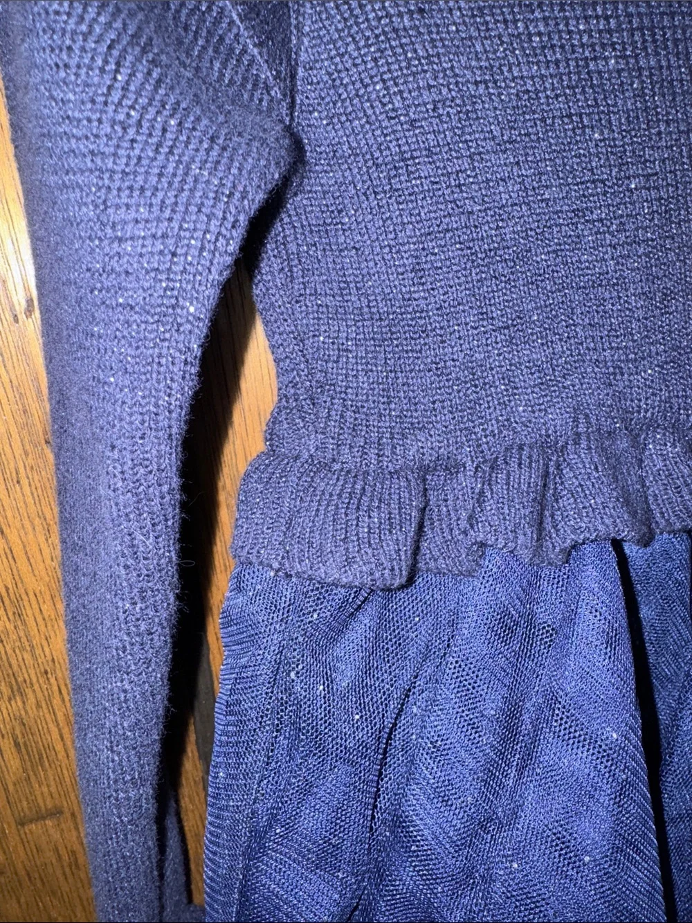 Gymboree Navy Blue Sparkle Tulle Knit Long-Sleeve Dress